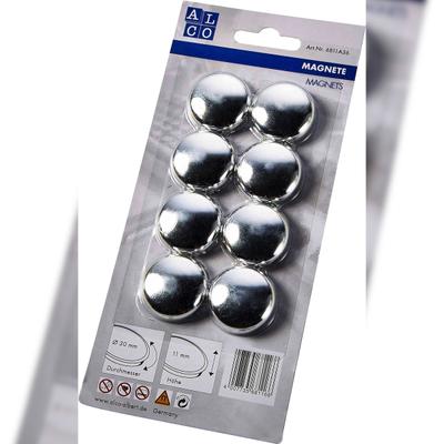ALCO Haftmagnet Metall Kunststoff 30mm silber VE=10x8 Stück