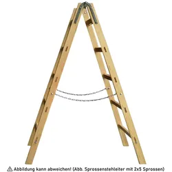 Holz Sprossenstehleiter mit Eimerhaken 2x17 Sprossen