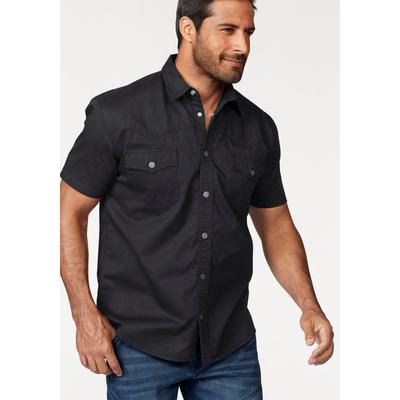Kurzarmhemd ARIZONA, Herren, Gr. 43/44 (XL), N-Gr, schwarz, Obermaterial: 100% Baumwolle, unifarben, Basic, normal normal, Hemden, im Western-Stil