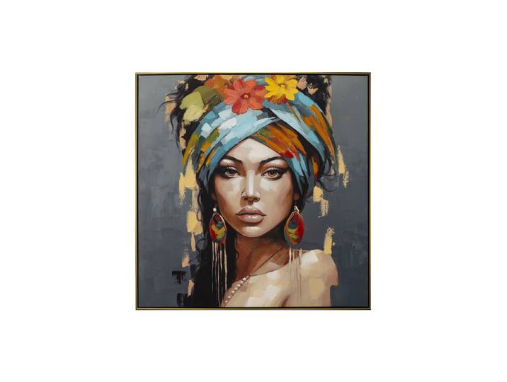 Handgemaltes, gerahmtes Bild „Desert Beauty“ 82.5 x 82.5 cm Multicolor Crea Collection