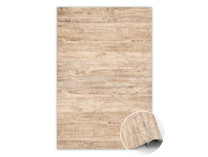 Tulup Vinyl Teppich 140x210 cm Rohes Holz, Hellbraun, Kunststoff, Rechteckig, 140x210 cm, Teppiche und Böden, Teppiche, Outdoorteppiche