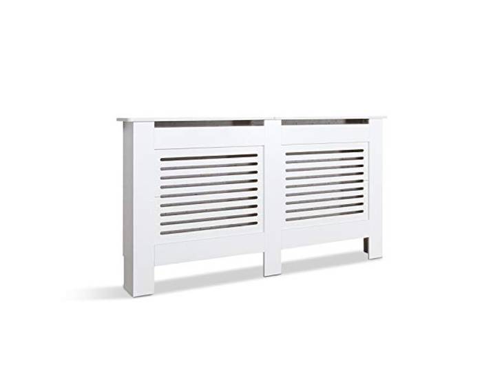 Mondeer Heizkörperabdeckung, weiß, moderner Lattenrost, horizontaler Schrank aus MDF lackiertem Holz, Holz, Horizontal, L: 152cm (W)