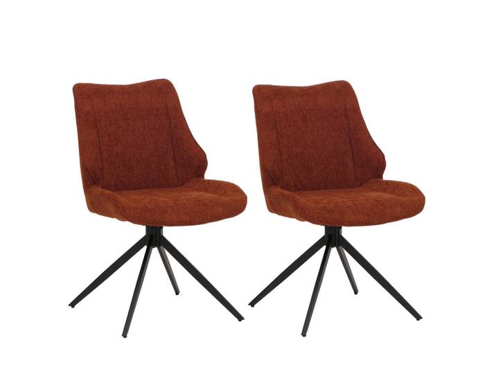 MCW Esszimmerstuhl Schwarz, Rotbraun 2er-Set, 55x88x62 cm, Esszimmer, Stühle