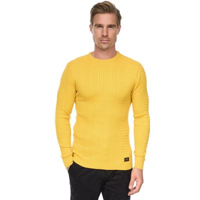 Strickpullover RUSTY NEAL, Herren, Gr. S, gelb, 50% Polyacryl, 50% Baumwolle, unifarben, normal, Rundhals, Pullover Strickpullover, mit modernem Strickmuster