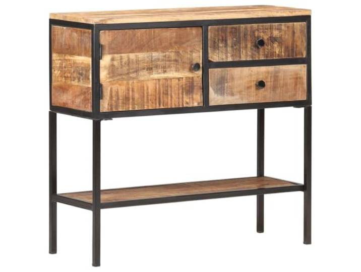 KGFHERENB Sideboard 85x30x80 cm Raues Mangoholz Anrichte Industrial Industriedesign Anrichte mit Schubladen und Ablage fuer Flur, Wohnzimmer und Essbereich. Robuster Metallrahmen.