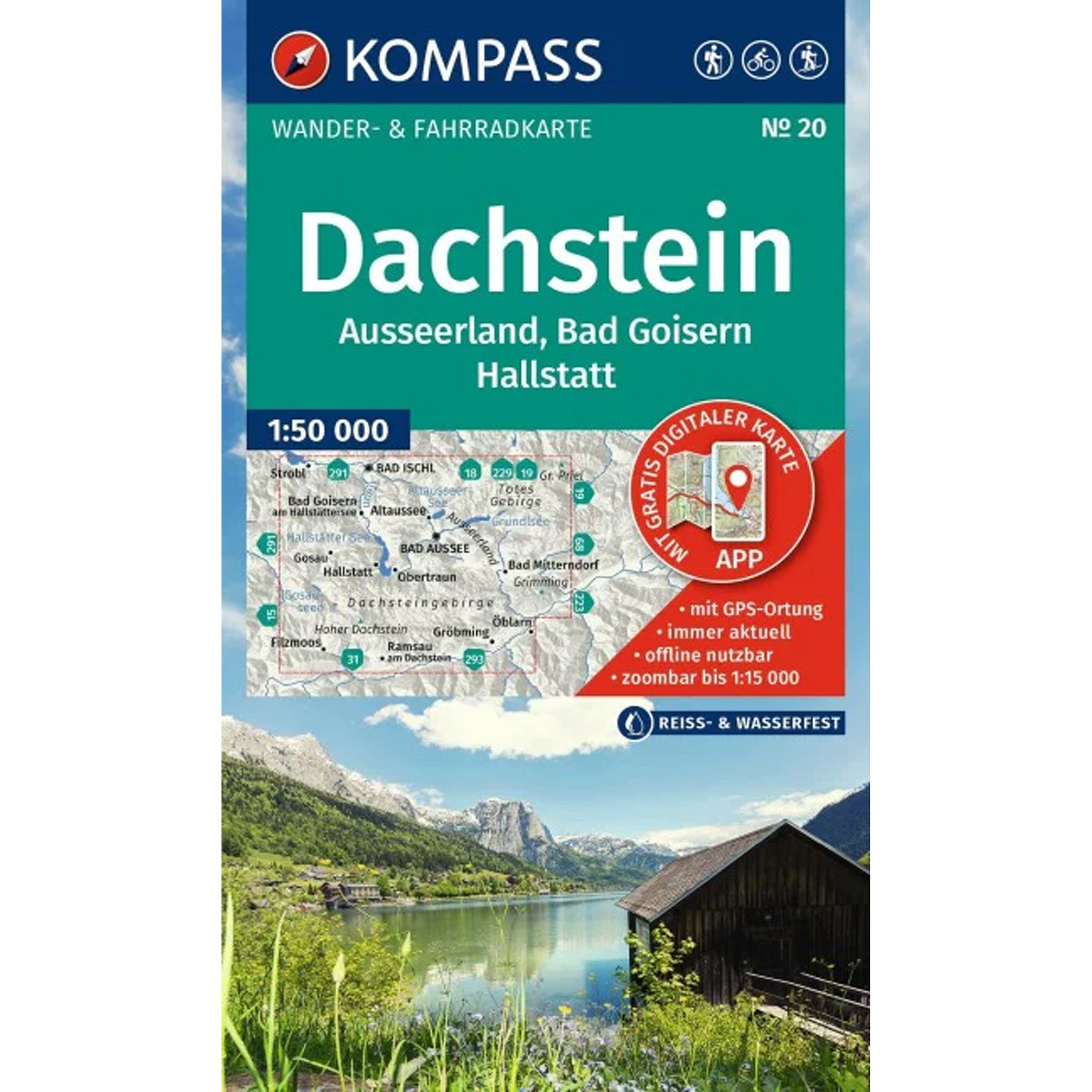 Kompass Verlag WK 20 Dachstein, Ausseerland Topografische Karten tuerkis