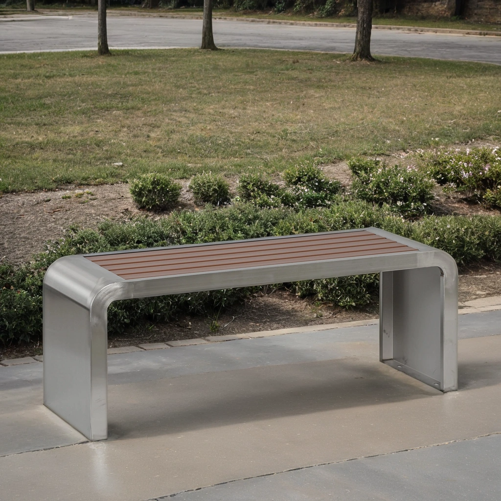 B2B Partner Parkbank RESTO, 1200 mm, Edelstahl/braun