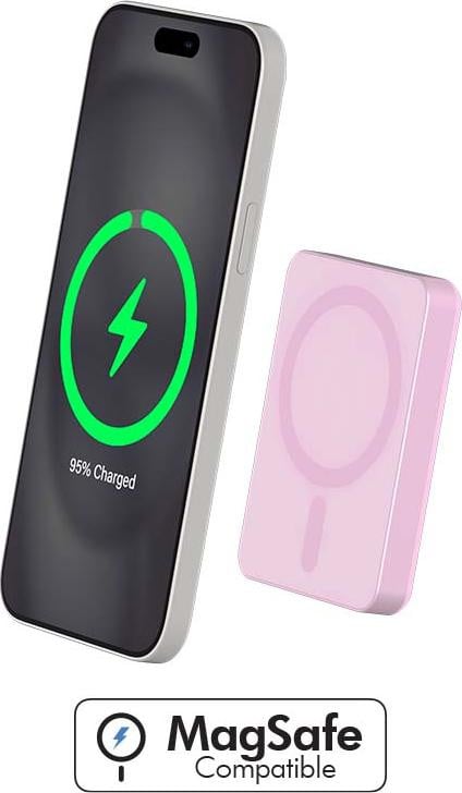 Force Power MagSafe Qi Powerbank 15W 5000 mAh USB-C roze