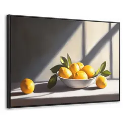 LEINWAND Bilder mit Rahmen - Zitronen - Stilleben - Gelb - 120x80