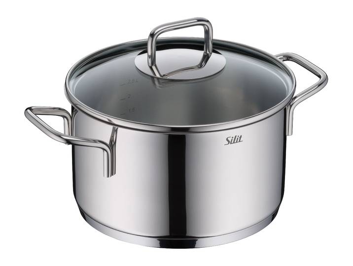 Kochtopf SILIT Extra Cook, mit Glasdeckel , grau (edelstahl), B:22,8cm H:14,4cm L:28,3cm Ø:20cm, Töpfe, Kochtopf, SiliTherm Universalboden, induktionsgeeignet, spülmaschinengeeignet
