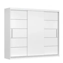 SCHWEBETÜRENSCHRANK Alba Weiß/Weiß ohne Spiegel, ohne LED Beleuchtung 250 cm