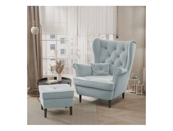 yourhouse24 Sessel SCANDI – Inklusive Fußhocker & Zierkissen (Einzelsessel), Frei im Raum stellbar