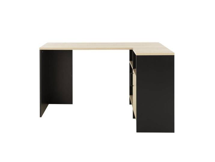 Calicosy Industrial Eckschreibtisch Liverpool - Französische Herstellung, Schwarz, 88x76x88 cm, Büromöbel, Schreibtische, Eckschreibtische