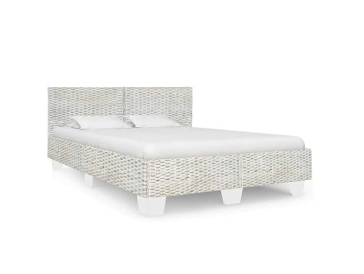 RJPLMFV Bettgestell, Rattan, Natur, 160 x 200 cm Massives Mangoholz, bequemes Kopfteil, einfache Montage, einzigartiges gewebtes Design