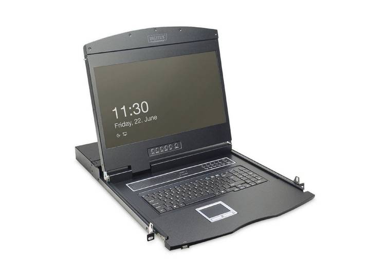 Digitus Netzwerkschrank 19' LCD KVM Konsole, 8-Port CAT 5, deutsche Tastat
