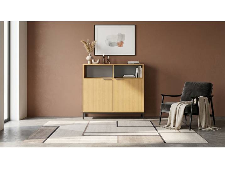 Highboard mit vielen Optionen Echtholz Furnier Eiche geölt