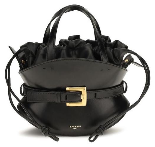 Balmain Schultertasche aus Kalbsleder in Schwarz