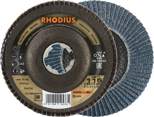 Rhodius 211390 LSZ F1 X-LOCK Fächerschleifscheibe Körnung (num) 60 Edelstahl, Stahl 10St.