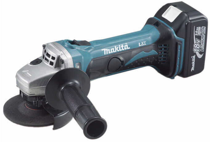 Makita DGA 504 RMJ Profi-Akku-Winkelschleifer, 125 mm Schleifscheibe, Auslaufbremse, inklusive Lithium-Ionen-Akku und Ladegerät