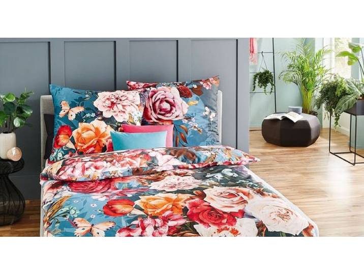 Mako-Satin-Bettwäsche Roseville 100% Baumwolle Bunt Atmungsaktiv und Feuchtigkeitsregulierend