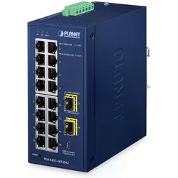 Planet IP30 Industrial L2/L4 16-Port (16 Ports), Netzwerk Switch, Blau