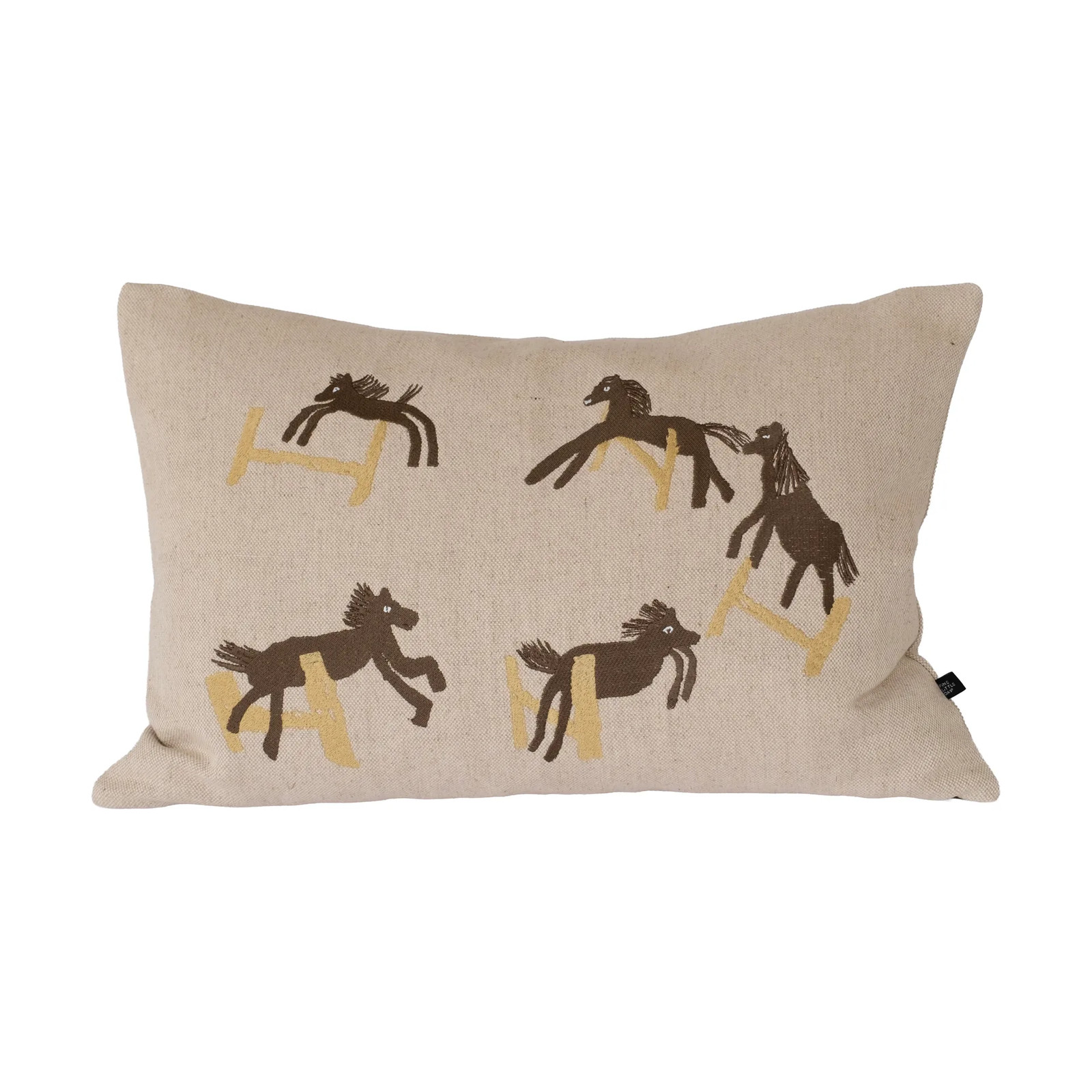 Fine Little Day Kussensloop Springend paard Natur 38 x 58 cm