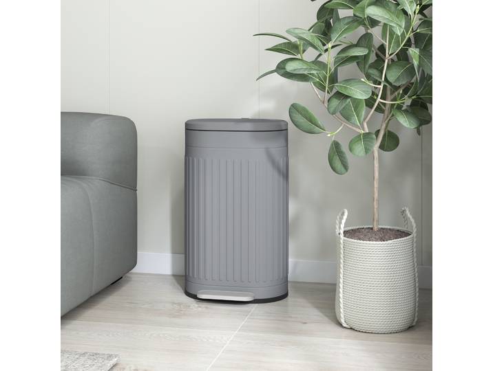 HOMCOM Poubelle 30L Soft-Close Gris avec Seau Amovible