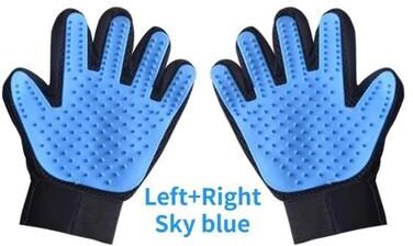 Uplifted Finds Silicone Five Finger Pet De Shedding Grooming Glove sky Blue Pair