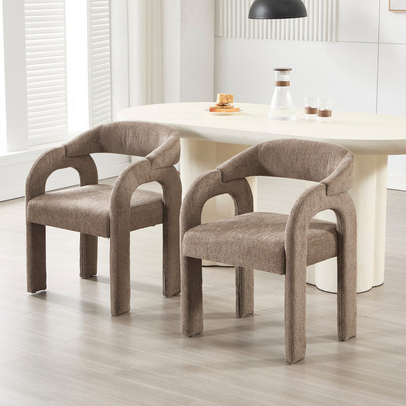 Latitude Run Upholstered Dining Chair Brown/Brown 77cm H X 57cm W X 58cm D
