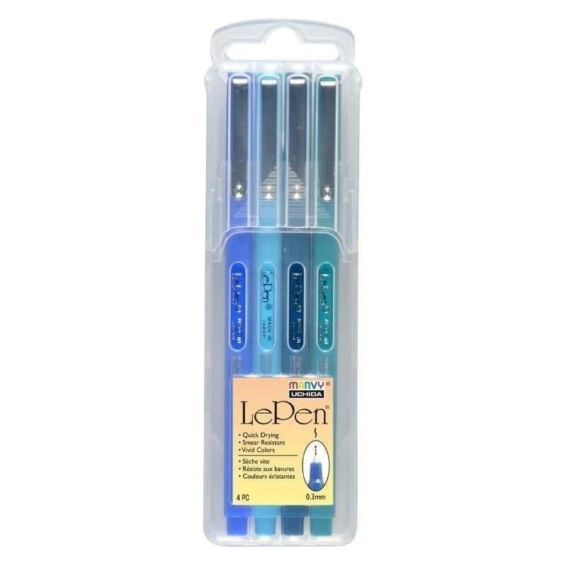 Uchida MARVY stilvolle Stifte mit dünner Spitze Le Pen Blau, 4 Farben (4x) (33311628)