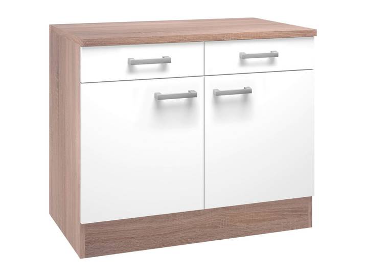 Küchenunterschrank Lexa Weiss/Eiche