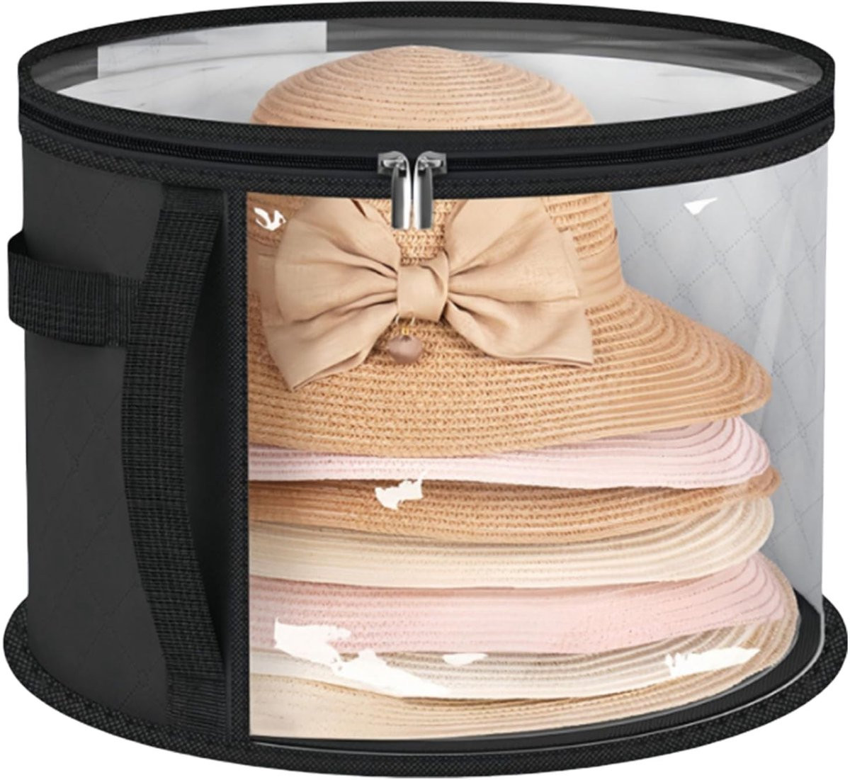 Dailygoods Dailygoody Opbergdoos voor Hoeden - Ronde Lichtgewicht Reiskoffer met Deksel en Ademend Textiel