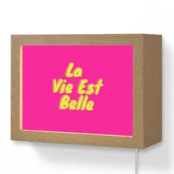 WANDLEUCHTE Zitat - Retro - Rosa 20x15 cm Wandlampe