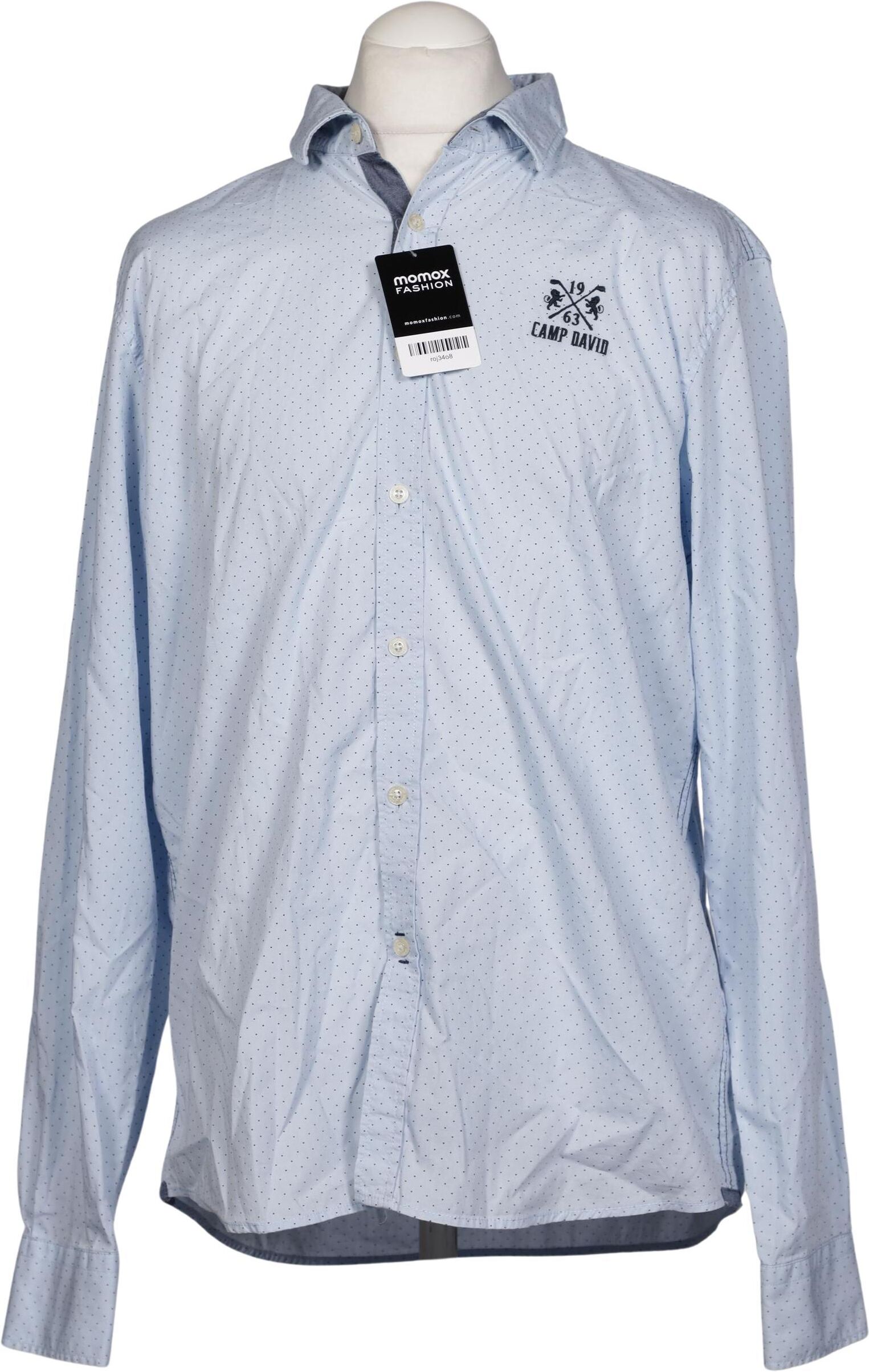Camp David Herren Hemd, Hellblau, Gr. L, Baumwolle - Second Hand