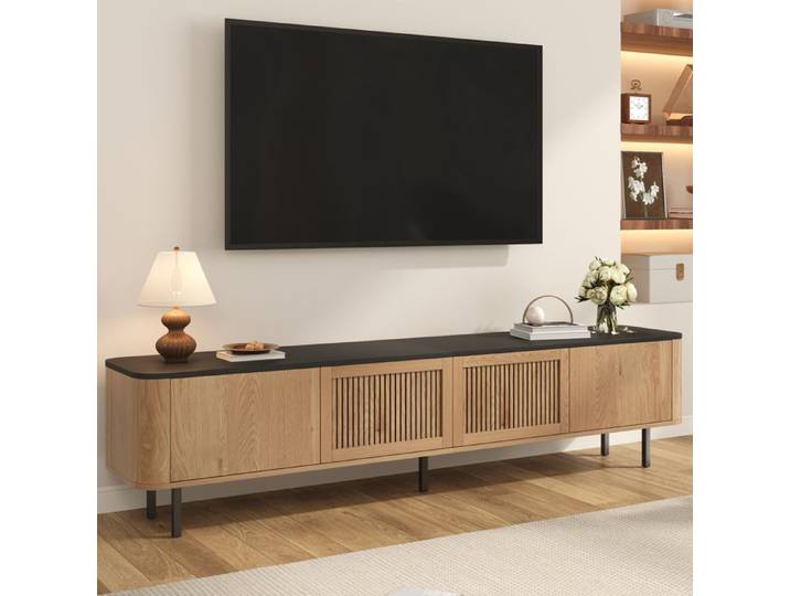 Meuble TV salon 4 portes Meuble TV moderne Support TV Meuble TV bas 190x35x45 cm Armoire TV Meuble de rangement Bois