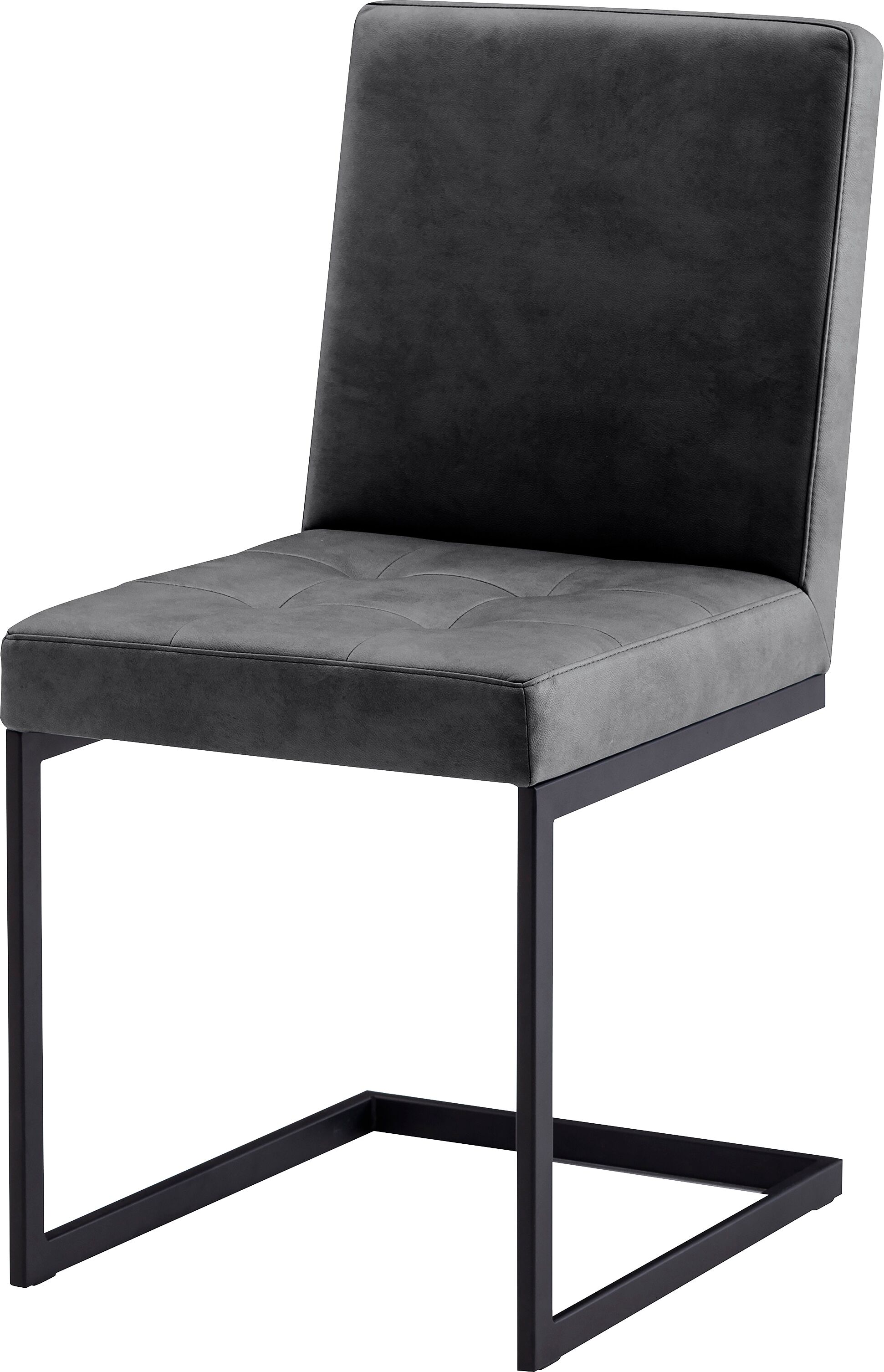Esszimmerstuhl K+W KOMFORT & WOHNEN "Freischwinger", schwarz (schwarz 81), 1 Stk., Microfaser, Stühle, Esszimmerstuhl, Freischwingergestell aus Vierkantrohr schwarz, hoher Sitzkomfort schwarz 81 1 Stk., Microfaser