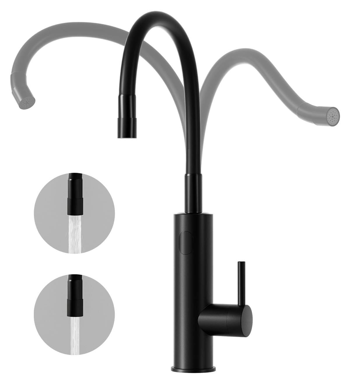 Dripio Elektrische keukenkraan met doorstroomverwarmer, 3200 W, LCD-display, zwart