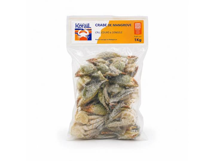 SEAFOOD KORAIL Crabe cru coupé congelé de Madagascar (Taille M)