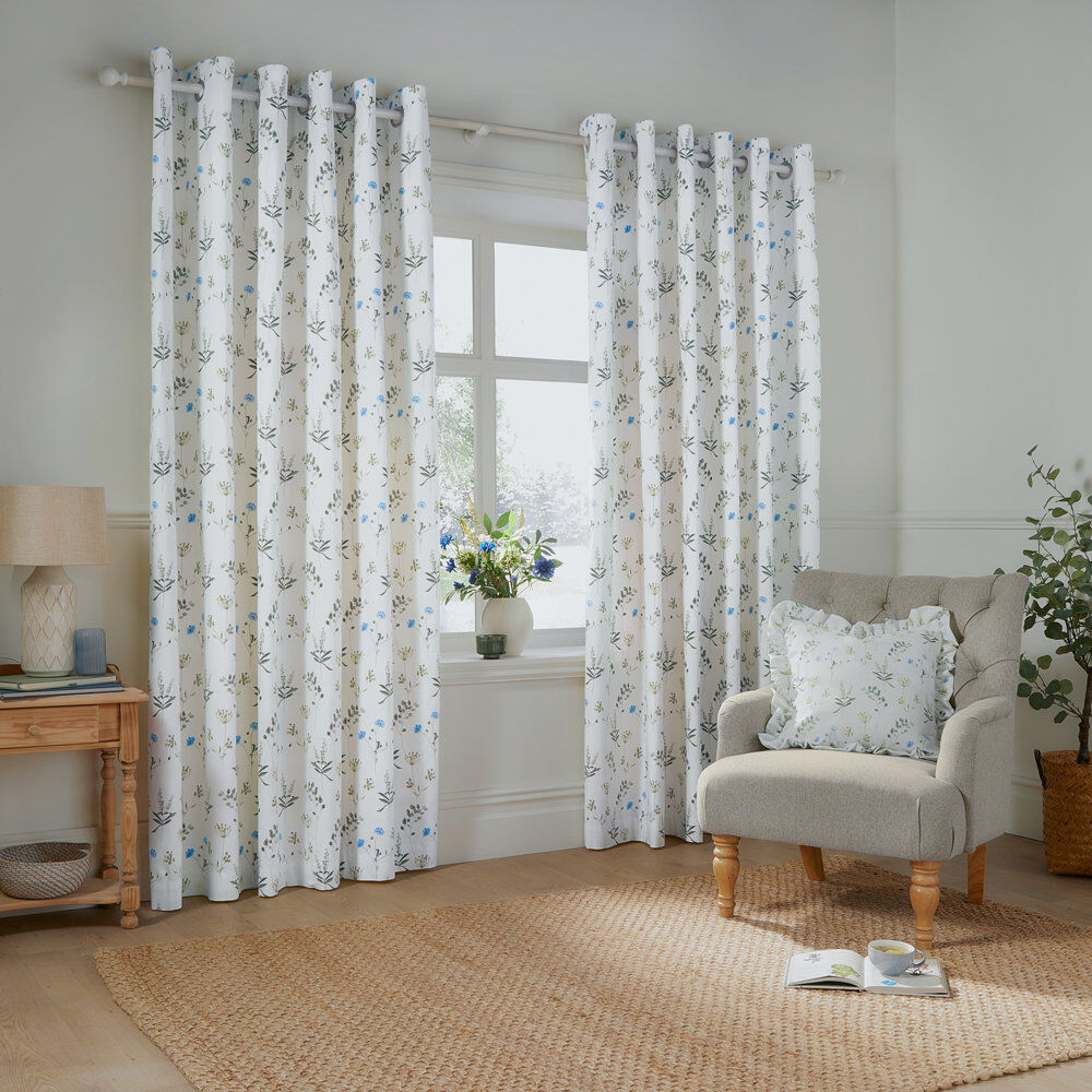 Lark Manor Meadow Cotton Grommet / Eyelet Curtain Panel Pair 168cm Width x 229cm Drop