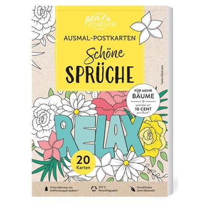 Ausmal-Postkarten Schöne Sprüche | 20 Karten, Taschenbuch von , Pen2nature, 978-3-9876409-1-9