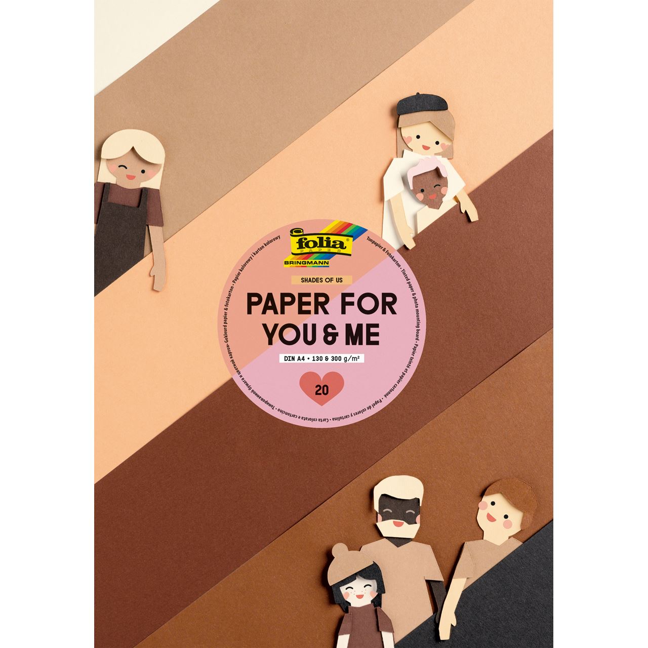 folia Tonpapier Shades of us farbsortiert 130 g/qm 20 Blatt
