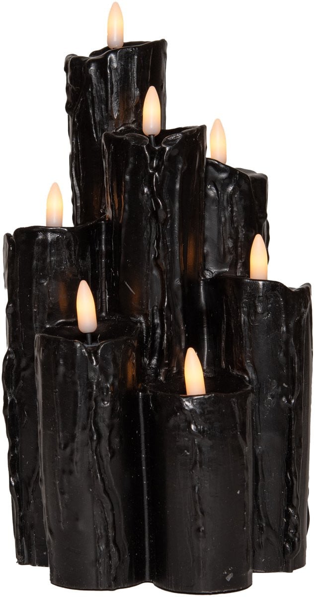 Anna's Collection Halloween LED druipkaarsen - Zwart - Met timer - H 25 x B 15 x D 15 cm