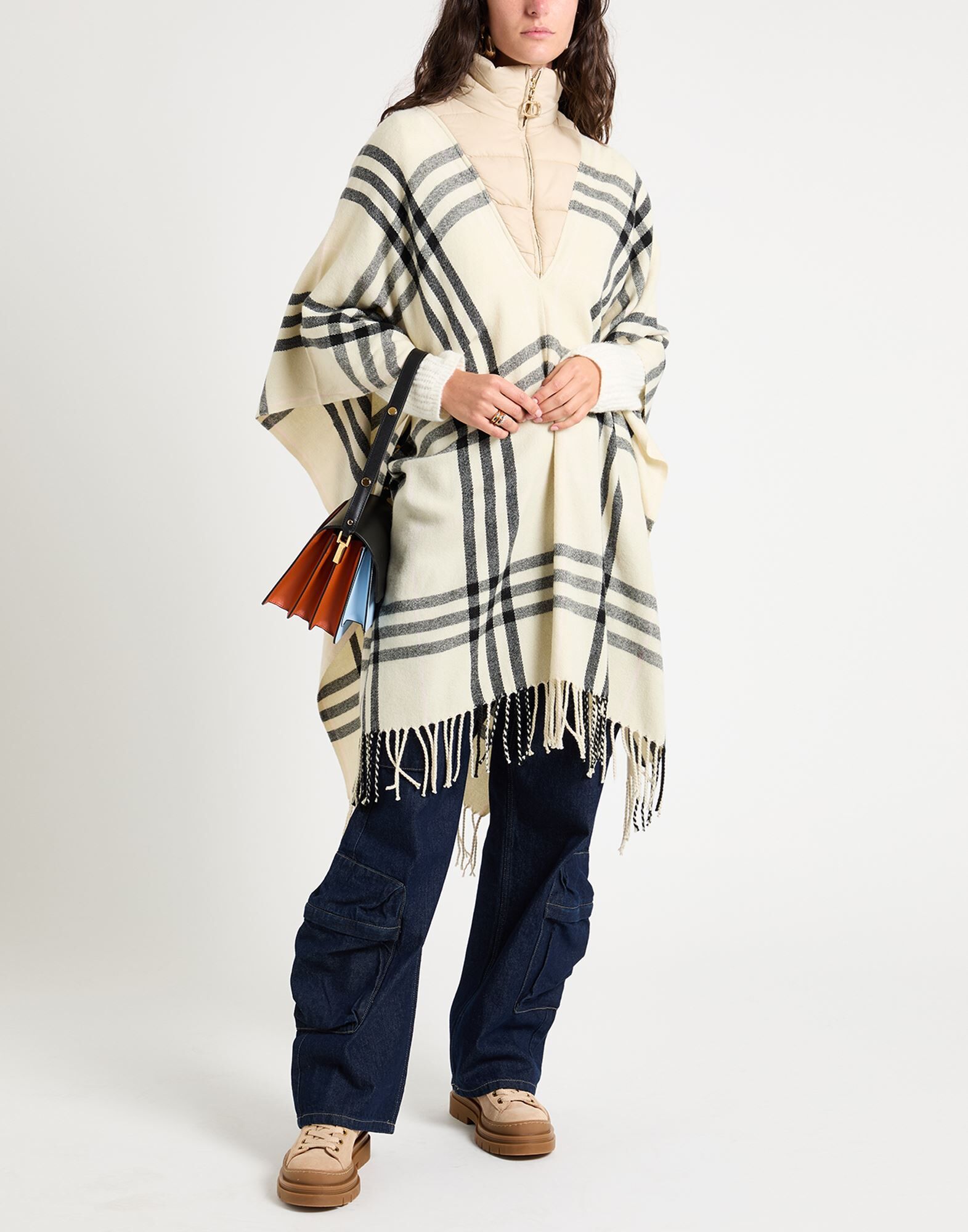Twinset Poncho Mujer Beige ONESIZE Mujer