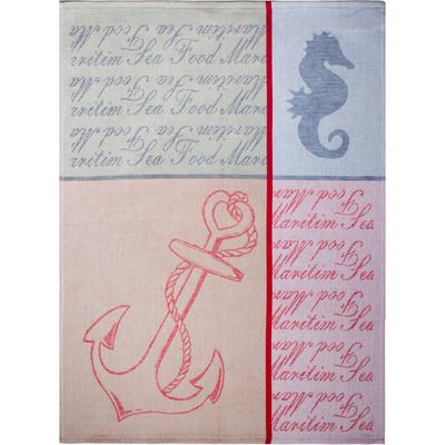 Geschirrtuch STUCO "Nautica - Jacquard", rot (rot, blau), B:50cm L:70cm, 50% Baumwolle, 50% Leinen, Geschirrtücher, Geschirrtuch