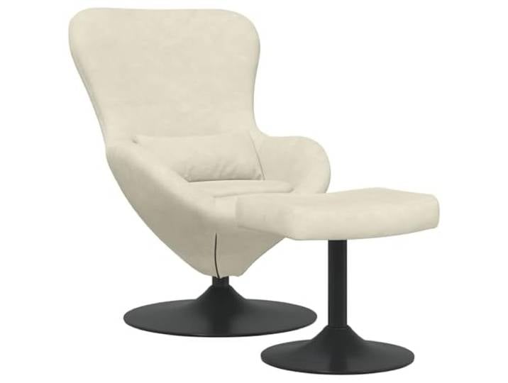 Sessel Ei mit Fußablage Creme Samt Drehbar 360 Grad Wohnzimmer-Accessoires, moderner Minimalismus, drehbare Basis, weicher Samt, bequeme Sitzfläche