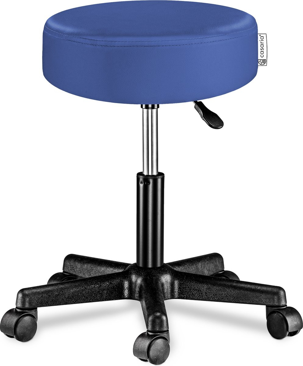 Casaria Verstelbare Draaikruk Blauw met Faux Leather Zitting