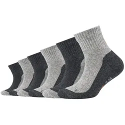 6er Pack camano Pro Tex Function Quarter Sportsocken Kinder 9700 - dark grey melange 35-38
