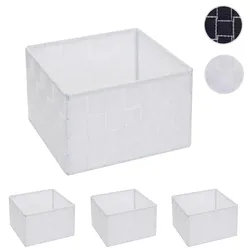4er-Set Aufbewahrungskorb HWC-C37, Dekokorb Korb Körbchen Aufbewahrung Regalkorb Deko 12x19x19cm ~ weiß