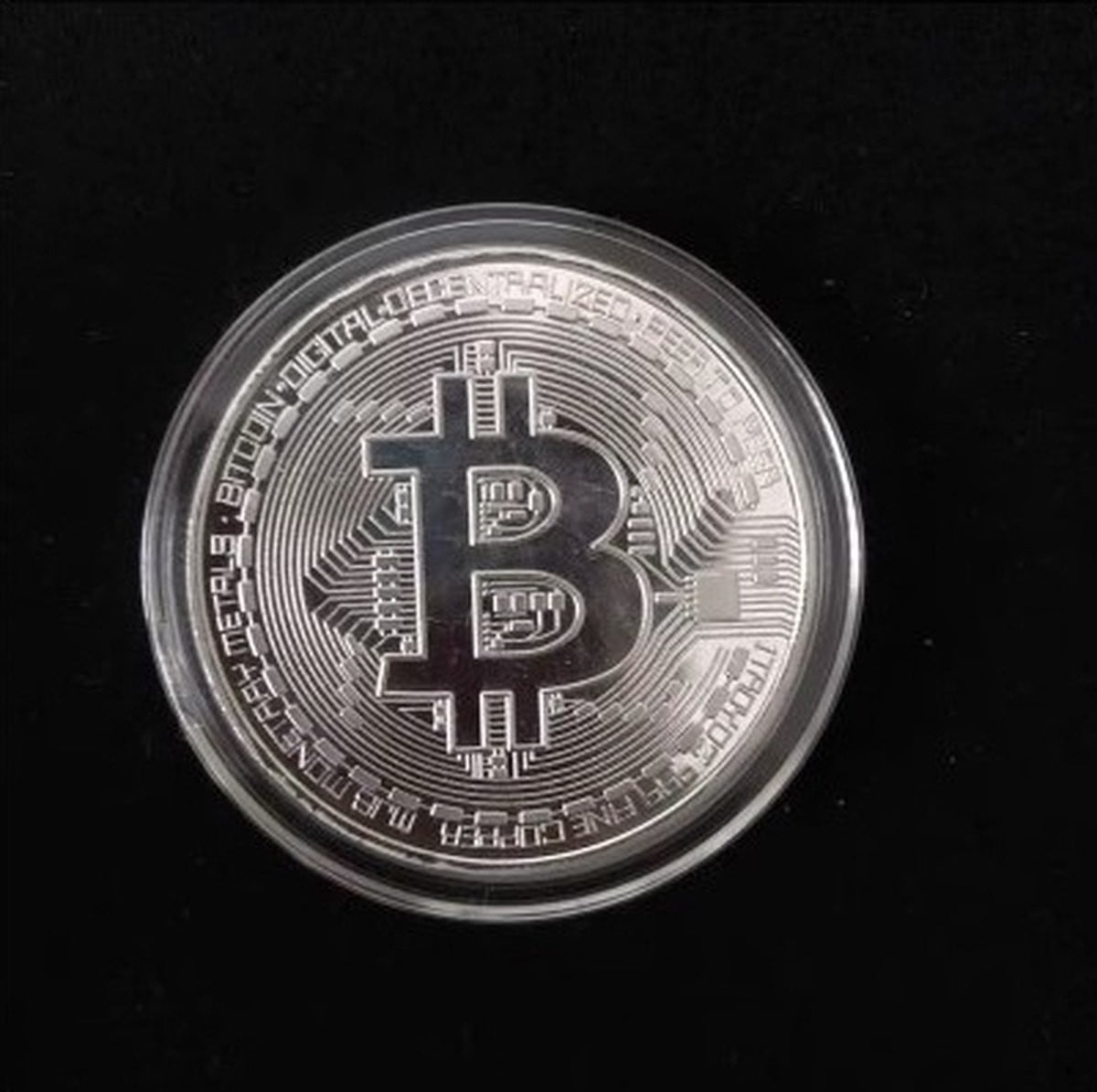 Jumada Bitcoin Cryptomunt Souvenir - Zilverkleurige Verzamelaarsmunt van RVS