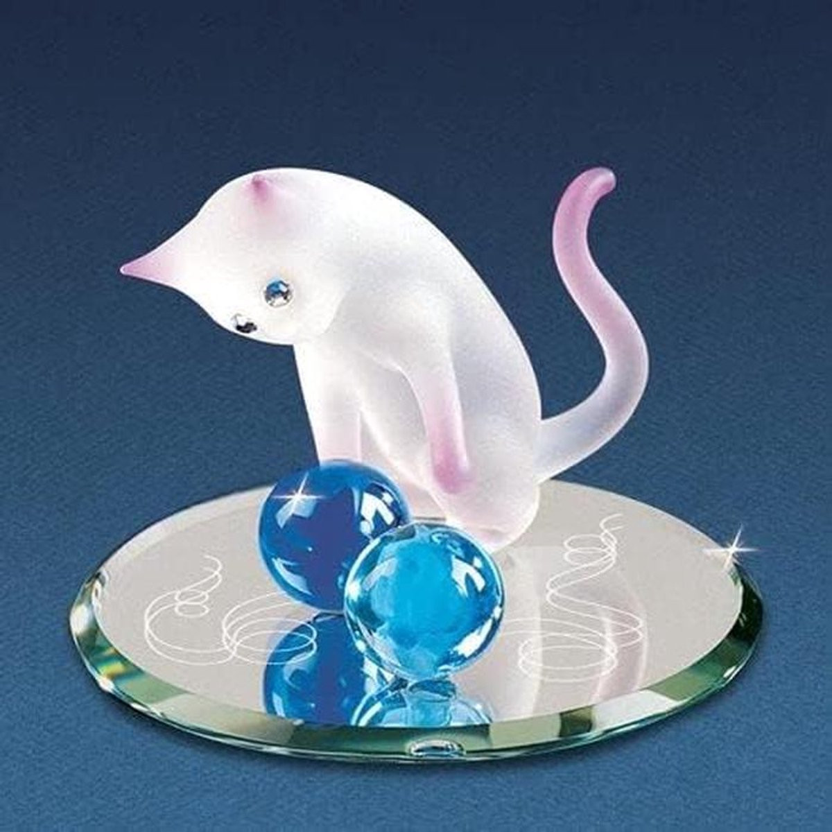 Handgeblazen glazen kattenbeeldje decoratie figuur roze